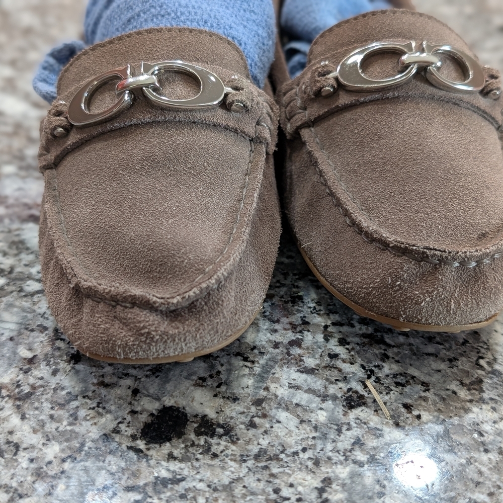 Coach Suede Loafers Women’s Size 7B Brown Slip On Driving Shoes Horsebit - Picture 2 of 10